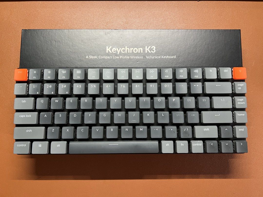 Keychron K3 Mechanical Keyboard Brown switch (Category: Computer Keyboard) located in San Fernando. Submitted by blinkeu_b (Listing ID 1431400277, Image 1). Description: Keychron K3 Bluetooth mechanical keyboard - low-profile - non-hotswap - RGB light - all working and clean (tho needs to be lubed) - original box, keycap puller, extra keycaps, USB-C cable message for more info 😊.
