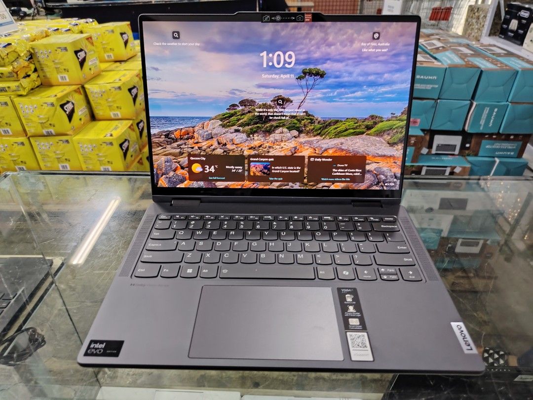 Lenovo Yoga Laptop (Category: Laptops & Notebooks) located in Manila. Submitted by riley1205 (Listing ID 1431462522, Image 1). Description: - Lenovo Yoga laptop - Laptop - BG02GKSN - YOGA 7 2 - in 1 142ML9 - 519 GB / 16 GB RAM 1-5 - 128 MB - GRAPHICS CARD - INTEL ( R ) CORE ( TM ) ULTRA 5 125H / PEN TOUCH - Sleek gray design - Full keyboard and touchpad - Vibrant display - Intel EVO sticker / Foldable - Call or Text 09757387803.