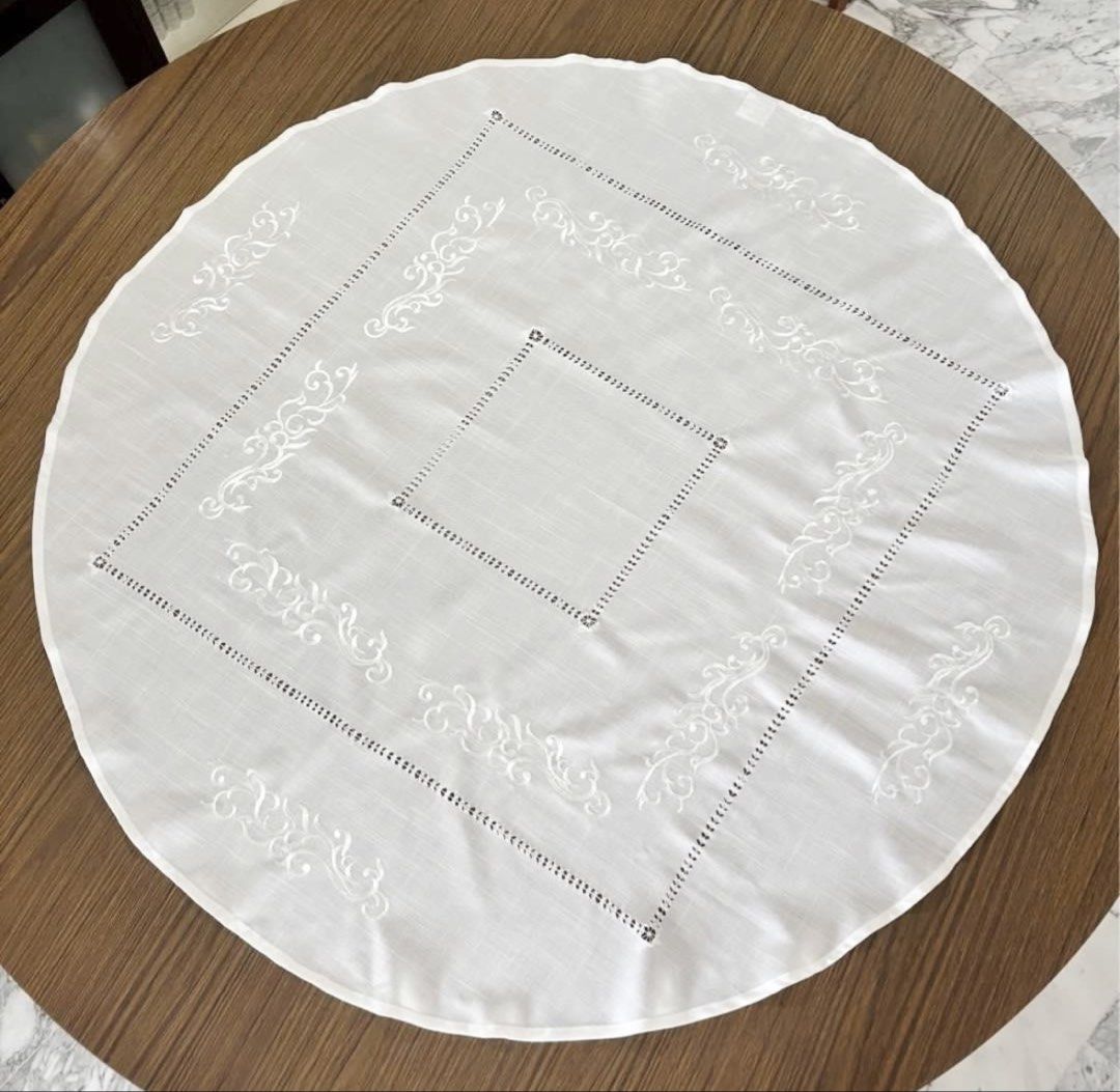 Linen Home White Embroidered Tablecloth479829787882956802