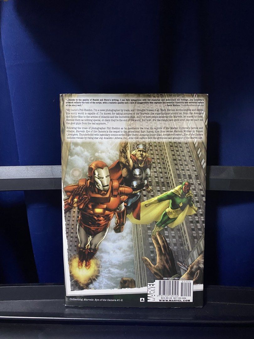 Marvels Eye of the Camera HardboundComic Book (Category: Comics & Manga) located in Makati City. Submitted by billikensan (Listing ID 1431558046, Image 2). Description: - Marvel’s MARVELS: Eye of the Camera comic book - Features Spider-Man, Iron Man, Thor, Fantastic Four, Vision, & more - Sequel to the Alex Ross classic - Great condition - Paper sleeve has slight edge scratches - Bought in Filbar’s.
