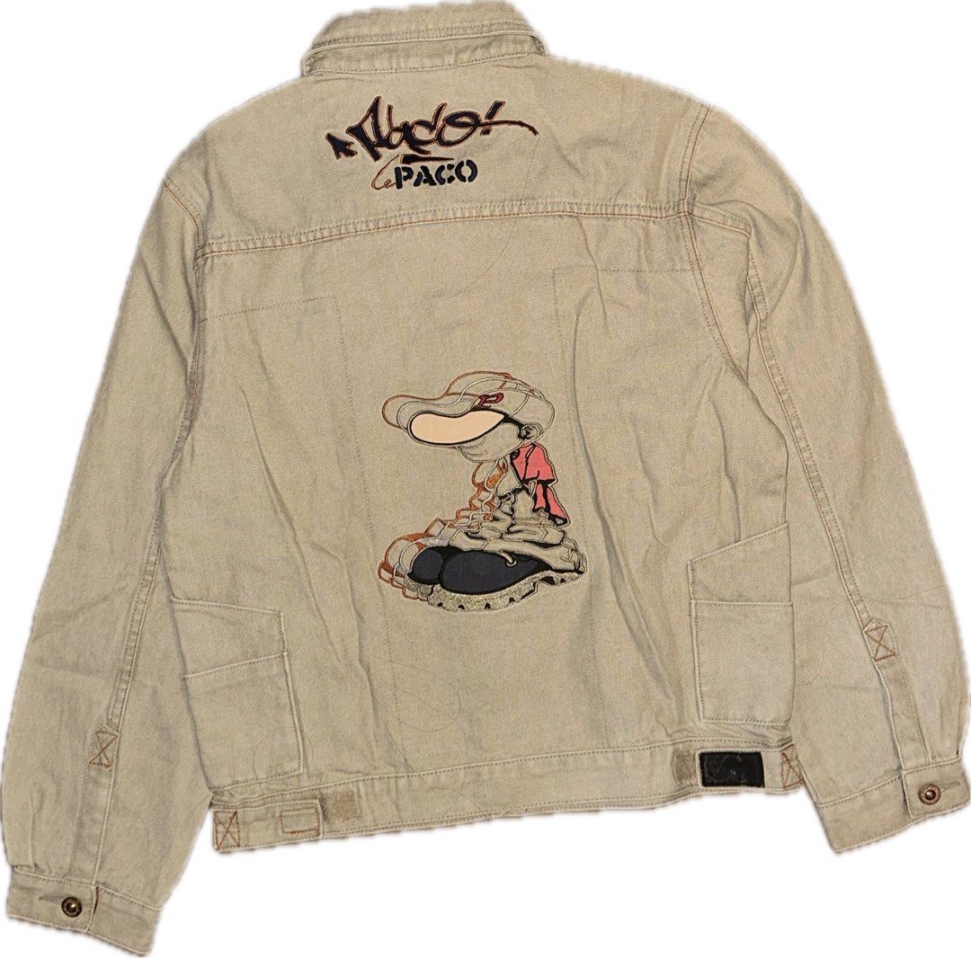 Paco Denim Jacket Khaki Colorway (Category: Coats, Jackets and Outerwear) located in Pasay City. Submitted by ishrku (Listing ID 1431442810, Image 2). Description: 22 pit to pit 24 length.