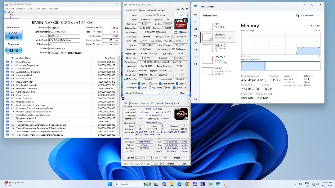 Ryzen 5 Gaming PC (Brand New) (Category: Desktops) located in Quezon City. Submitted by jazengadgets (Listing ID 1431440040, Image 3). Description: Please Read Everything First 💯 (For Sale Only. No Swap) ‍‍‍‍‍‍ ‍‍ 📌PRICE: • 24,990php - Brand New System Unit without GPU • 29,990php - Brand New System Unit with used Sapphire Nitro+ RX 590 ‍‍‍‍‍‍ ‍‍ 📌SPECS: •AMD Ryzen 5 5500 (6cores 12threads, no integrated graphics) •Gigabyte A520M DS3H V2 Mothe