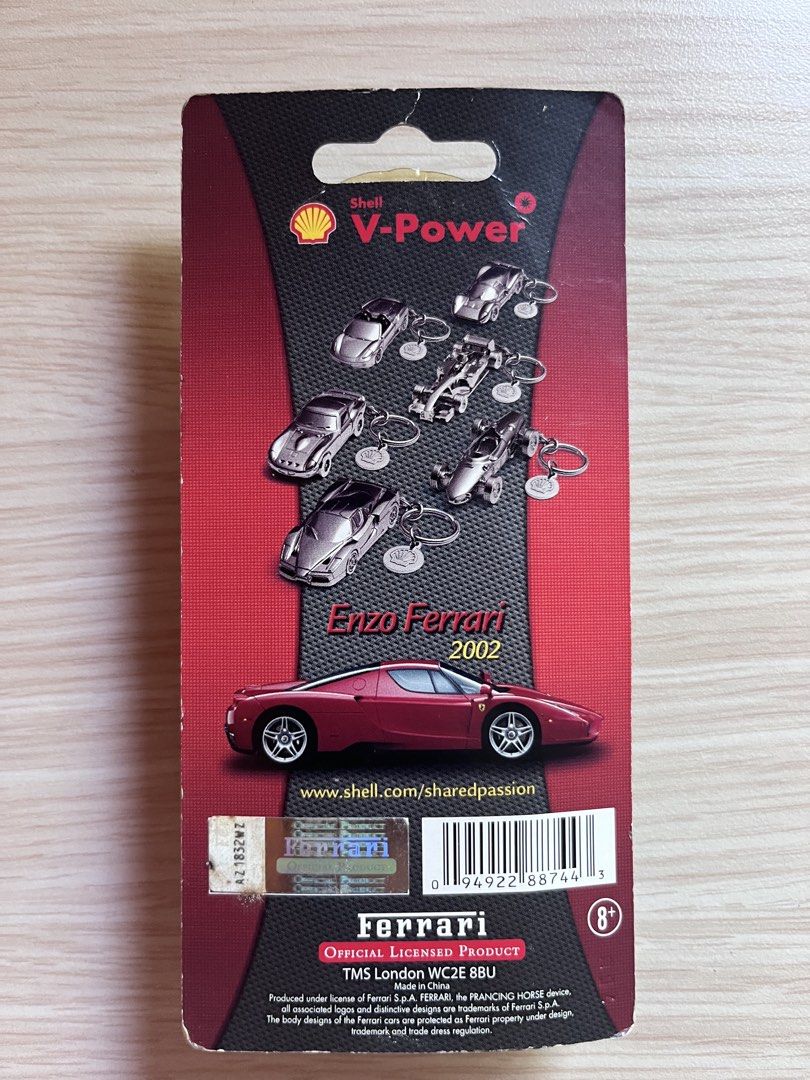 Shell Ferrari ORIG keychain (Category: Vintage Collectibles) located in Mandaluyong City. Submitted by goodfair (Listing ID 1431461355, Image 3). Description: Promotional metal keychains from the Shell and Ferrari partnership, showcasing classic Ferrari car models. • The keychains are based on specific historic Ferraris, including the Enzo Ferrari, 250 GTO, Ferrari 156 F1, and Ferrari P3. a • These items were released as promotional collectibles 