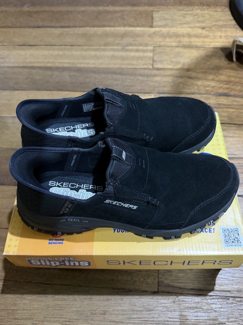 Skechers Slip-ins: Hillcrest Trail (Category: Sneakers) located in Mandaluyong City. Submitted by joshlim (Listing ID 1431497141, Image 1). Description: Skechers Slip-ins Trail shoes in black, US Women's size 8. Features Air-Cooled Memory Foam and comes in its original box. Model: 180016/BBK. Mandaluyong Loc.
