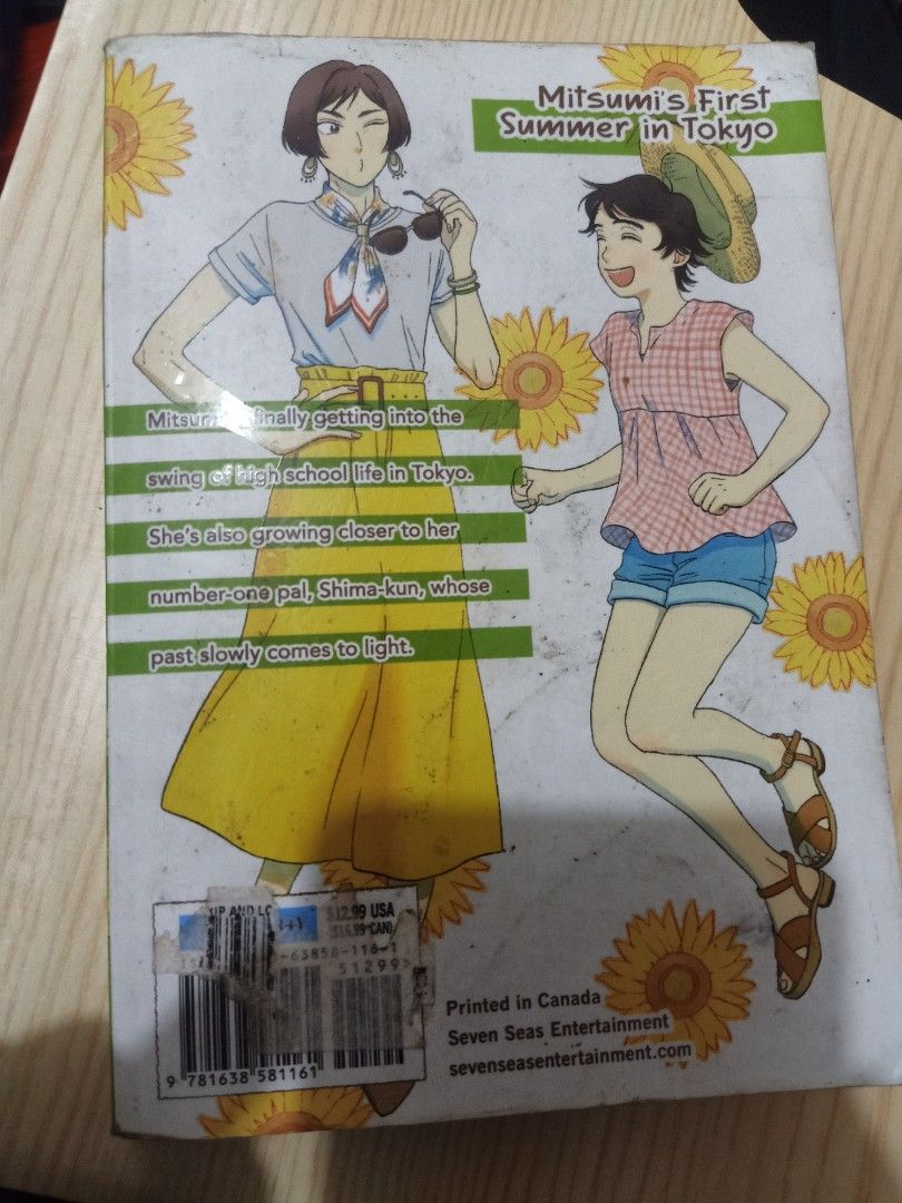 Skip and Loafer Volume 3 (Category: Comics & Manga) located in Las Pinas. Submitted by the_recycle_shop (Listing ID 1431541472, Image 2). Description: - Skip and Loafer Volume 3 manga. - Cover art: Features two characters with sunflowers. - Back cover: Depicts Mitsumi's first summer in Tokyo. - Publisher: Seven Seas Entertainment. - Interior: Black and white pages..