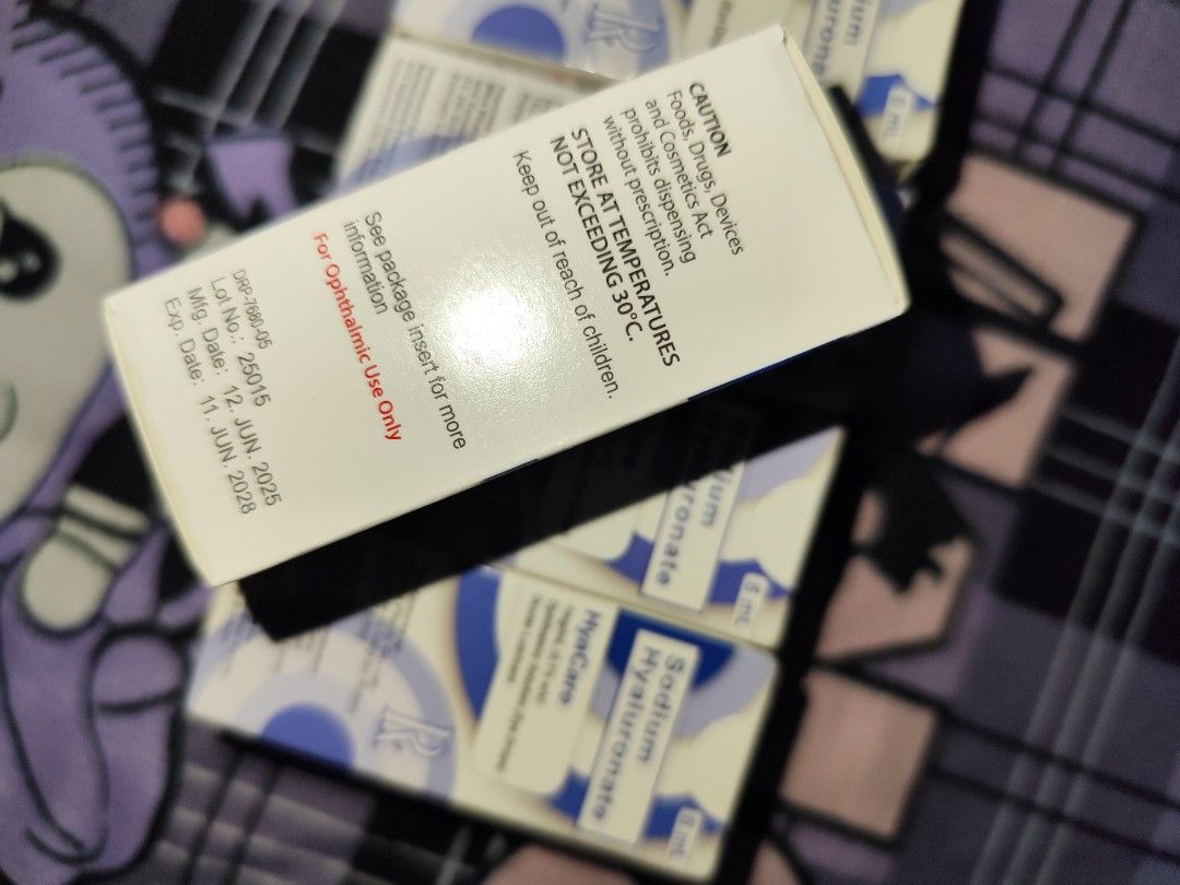 Sodium Hyaluronate (Category: Medical Supplies & Tools) located in Manila. Submitted by mamemiii (Listing ID 1431549453, Image 2). Description: Eye Drops . 2028 Expiration :)).