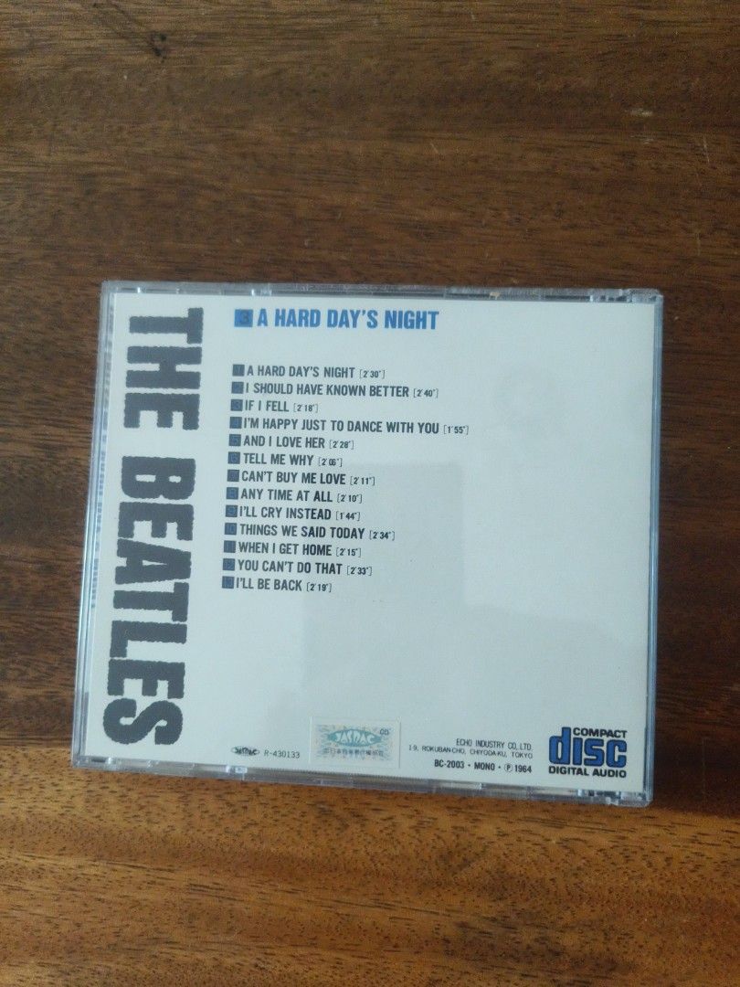 The Beatles - A Hard Day's Night CD (Category: CDs & DVDs) located in Manila. Submitted by dehroo (Listing ID 1431397822, Image 2). Description: - The Beatles "A Hard Day's Night" CD - Original 2003 re-issue by Echo Industry - Includes lyrics on paper.