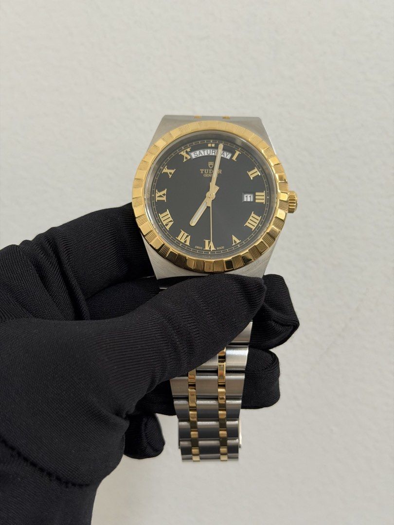 Tudor Royal Yellow Gold Black Dial (Category: Luxury Watches) located in San Juan City. Submitted by rhyswatchph (Listing ID 1431472749, Image 2). Description: Tudor Royal Yellow Gold Black Dial 41mm 28603 Year 2021 Full Set Condition 9.8/10 San Juan City/New Manila QC On hand Other watches available 210,000.