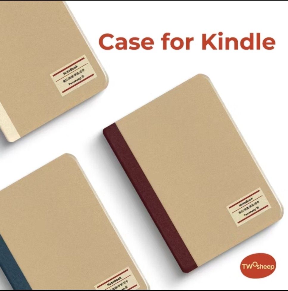 Two Sheep Kindle Case for Kindle 10th gen (Category: Cases & Sleeves) located in Quezon City. Submitted by silvercrystal.4eaa37 (Listing ID 1431427306, Image 1). Description: - New Kindle case - Tan cover with contrasting spine - Notebook-like design - Features the Two Sheep logo - Unused condition.