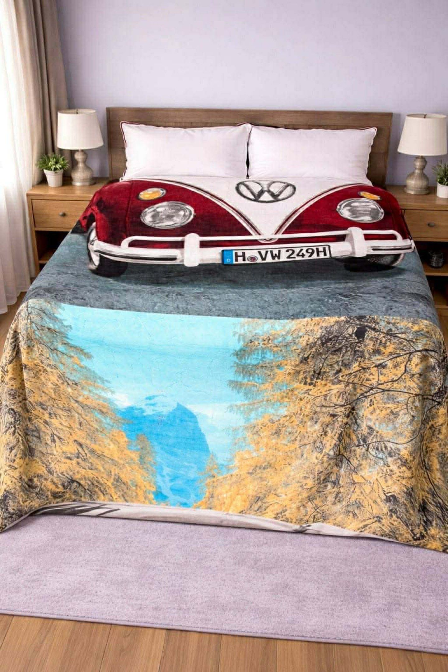 VW Beetle Blanket (Category: Bedding & Towels) located in Cavite. Submitted by prelovedkokayo (Listing ID 1431395394, Image 1). Description: - Features a vibrant VW Beetle design. - Soft and cozy material. - Ideal for snuggling on the couch or bed. - Adds personality to your home decor. - Perfect gift for car lovers!.