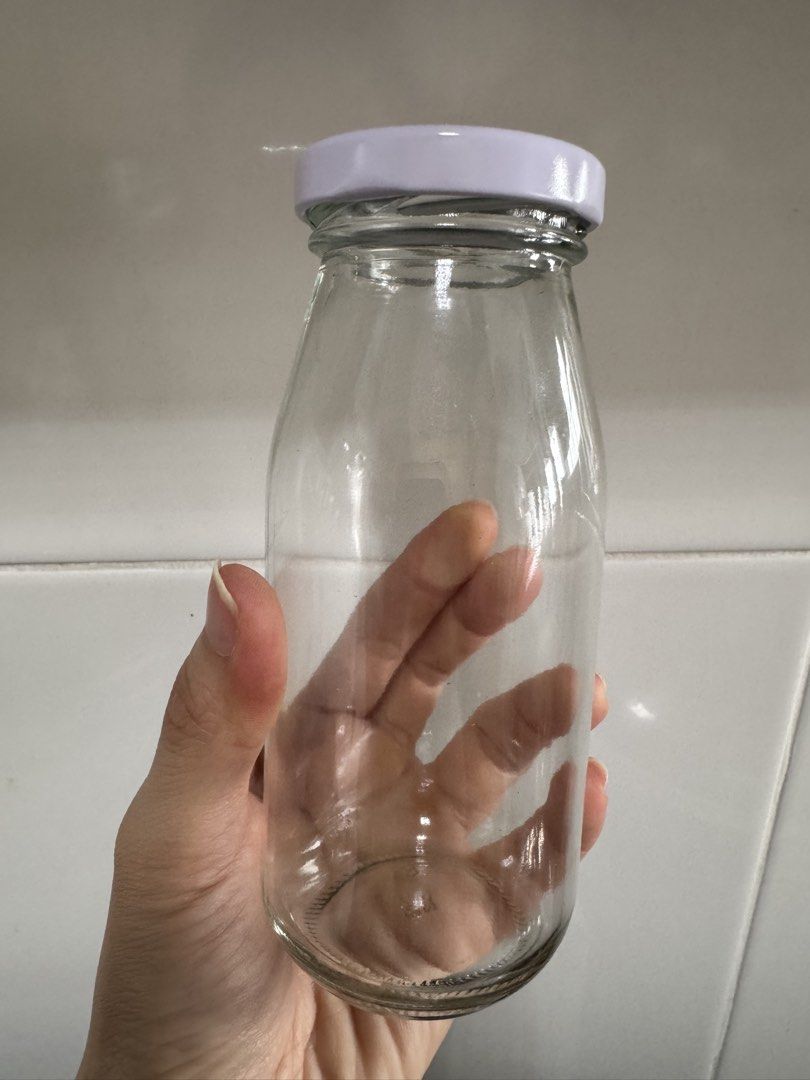 250mL New Glass Bottle with White Lid