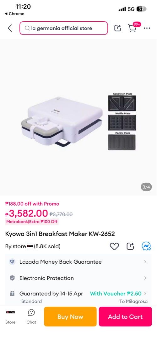 3in1 breakfast maker (Category: Breadmakers) located in Quezon City. Submitted by zntinycloset (Listing ID 1431596177, Image 2). Description: .