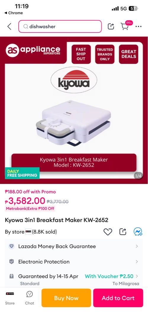 3in1 breakfast maker (Category: Breadmakers) located in Quezon City. Submitted by zntinycloset (Listing ID 1431596177, Image 1). Description: .