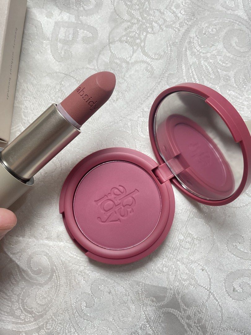 Absidy Macaron Lipstick & Soft Cheek Velvet Blush (Category: Makeup) located in Abucay. Submitted by declutterwyana (Listing ID 1431666786, Image 3). Description: - Absidy Macaron Cashmere Kiss Matte Lipstick (C227R) - Matte finish, brand new. - Soft Cheek Velvet Blurring Powder Blush - Deep pink shade, brand new. - Both items are in original packaging..