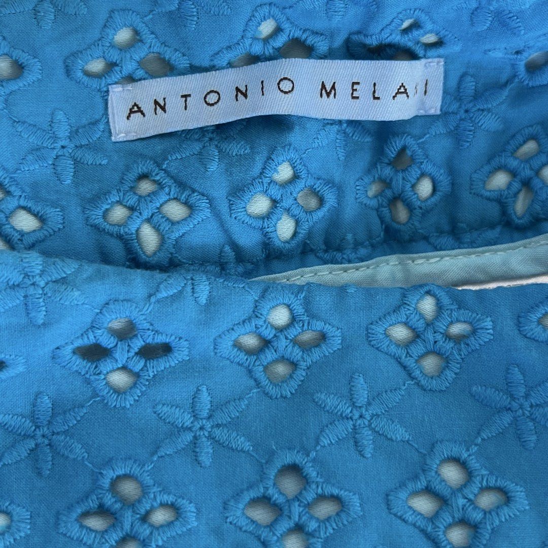 Antonio Melani Blue Embroidered Shorts (Category: Shorts) located in Naga. Submitted by ajmaq (Listing ID 1431589230, Image 3). Description: Waistline: 34 inches Eyelets fabric Used once.