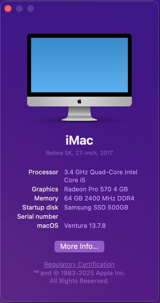 Apple iMac 27” | Quad Core i5 | 64GB RAM | 1TB (Category: Desktops) located in Manila. Submitted by dmax01 (Listing ID 1431699096, Image 3). Description: For Sale Only 25k OBO Apple iMac 27” Retina 5k 3.4 GHz Intel Quad Core i5 Radeon Pro 570 4GB 64GB RAM 1TB HDD 2x Thunderbolt 3 (USB-C) 4x USB 3.0 Wireless keyboard and mouse included (mint condition rarely used) No box No issue. Test all you want Good for multi-tasking, rendering and editing RFS