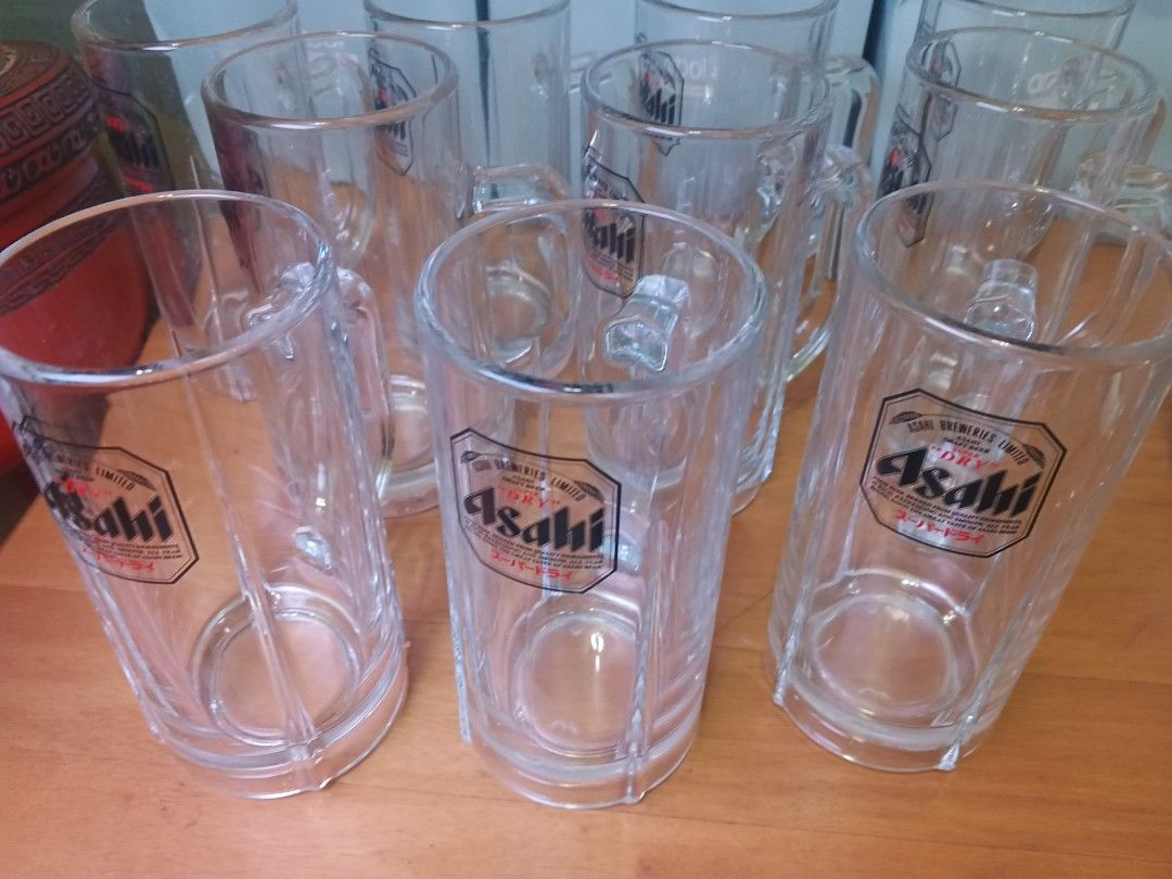 Asahi Beer Mugs (Category: Other Kitchenware & Tableware) located in Caloocan City. Submitted by surplusandbnewshop (Listing ID 1431725920, Image 3). Description: Clear glass with handle - Features the Asahi logo - Ideal for beer and other beverages - Perfect for home bars and gatherings.