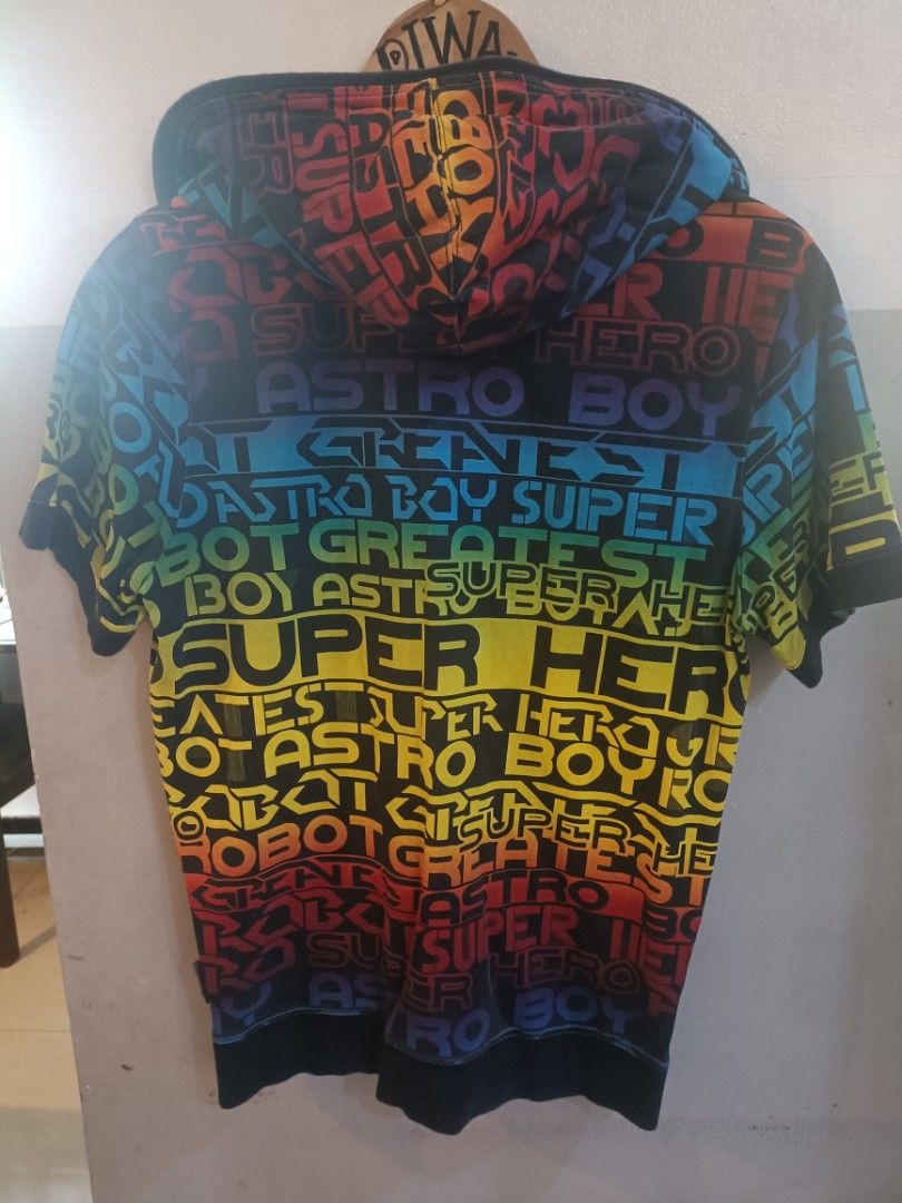 Astro Boy Short Sleeve Hoodie (Category: Hoodies) located in Bacoor. Submitted by emmandiwa (Listing ID 1431619090, Image 2). Description: - Astro Boy hoodie - Vibrant, colorful design - Zip-up front - Hooded - Short sleeves - Size: M - Produced by Tezuka Productions in 2003 - Unique all-over graphics and text Length 26 Width 21 Price 450 plus shipping fee Mop gcash/bank transfer.