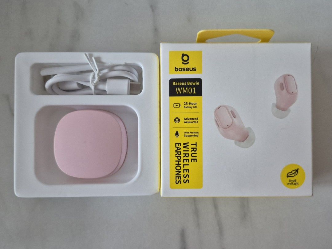 Bluetooth wireless earphones earbuds pink