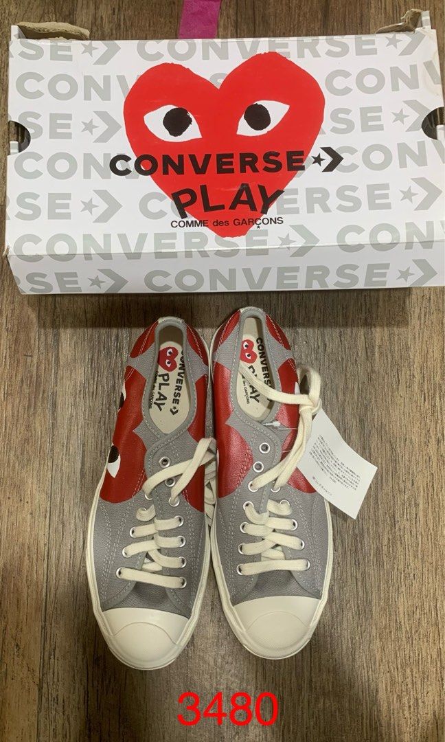 Converse Play Comme des Garcons Grey & Red Sneakers (Category: Sneakers) located in Manila. Submitted by slothyspad (Listing ID 1431784459, Image 1). Description: Men 9.