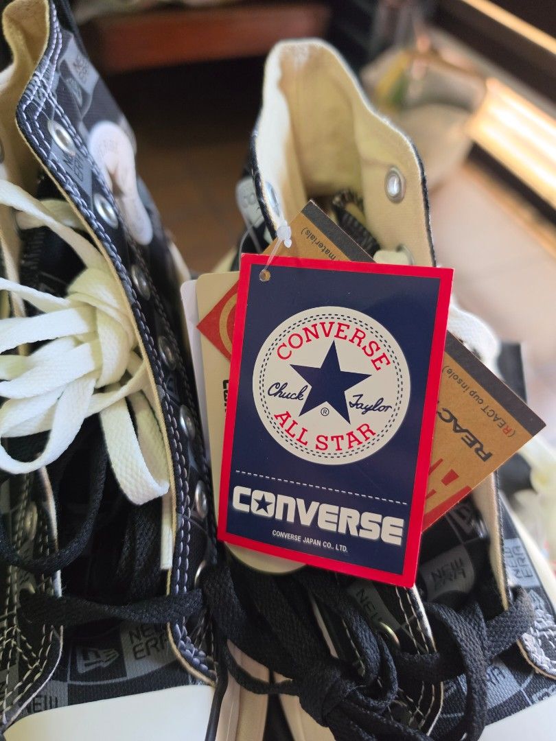 Converse x New Era Surge Trainer Black (Category: Sneakers) located in Angono. Submitted by declothering.ph (Listing ID 1431617965, Image 2). Description: - Converse x New Era Surge Trainer - Color: Black - Size: US 5 / JP 24 - Unique checkered upper design - White laces - Black sole - Converse logo visible - Includes original box and tags.
