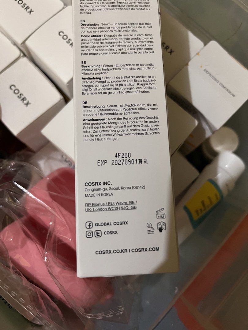 COSRX - 6 PEPTIDE SKIN BOOSTER (Category: Face Care) located in Binan City. Submitted by _jnhyk (Listing ID 1431655725, Image 2). Description: Brand new & Sealed Cosrx 6peptide booster .