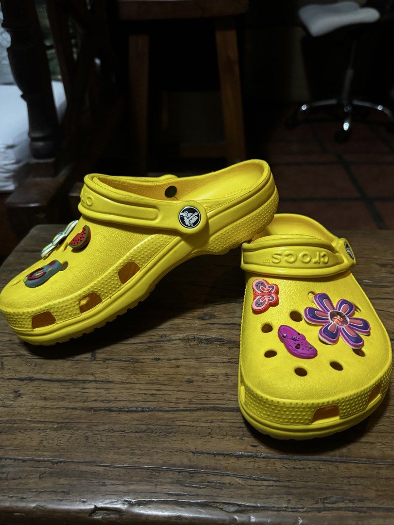 Crocs Classic Clogs Yellow with Jibbitz - Size M3/W5 (Category: Slippers and slides) located in Quezon City. Submitted by limebasil (Listing ID 1431738461, Image 2). Description: M3/W5.