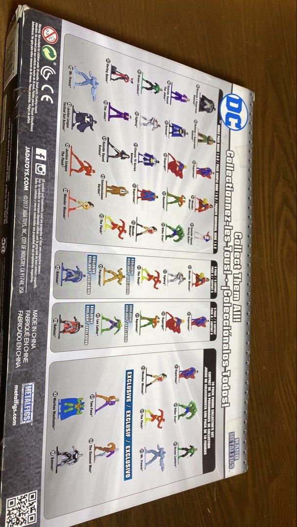 DC Nano Metalfigs 20-Pack (Category: Figurines & Statues) located in Quezon City. Submitted by gab_tan (Listing ID 1431607789, Image 2). Description: - DC Nano Metalfigs 20-pack - Features iconic DC characters like Superman, Batman, Wonder Woman, and The Flash - Made of durable die-cast metal - Packaging displays included characters - Back of box shows other figures in the collection.