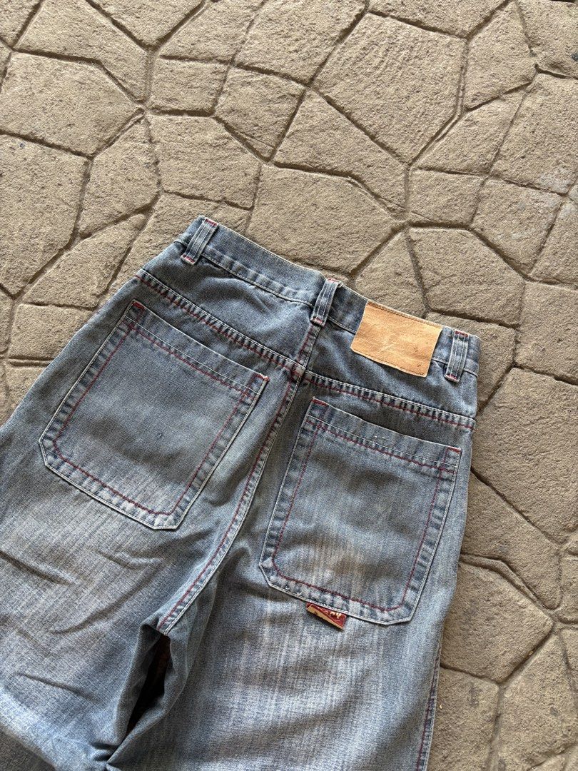 Happy Hope Jeans Wear - Medium (Category: Jeans) located in General Santos City (Dadiangas). Submitted by andrei_ciocon (Listing ID 1431668405, Image 3). Description: - Happy Hope Jeans Wear jeans - Size: Medium - Light blue wash - Red stitching details - Embroidered logos on pockets - Relaxed fit - Button closure - Front and back pockets - Straight leg opening.