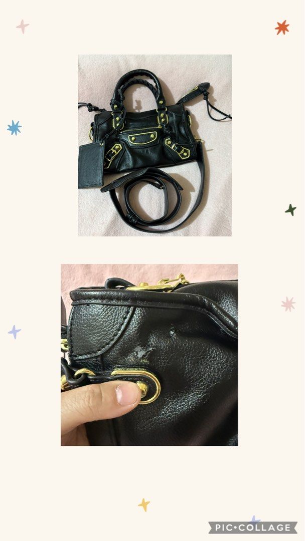Inspo Balen City Mini black (Category: Cross-body Bags) located in Batangas. Submitted by pixie_clearance (Listing ID 1431715423, Image 1). Description: - Gold-tone hardware - Detachable shoulder strap - Includes mirror - Visible leather damage on back part not affecting function of bag.