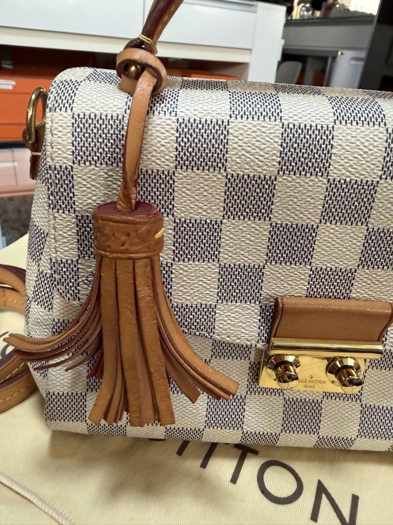 Louis Vuitton Damier Azur Croisette (Category: Luxury Bags & Wallets) located in Manila. Submitted by az.purse (Listing ID 1431745981, Image 3). Description: - Authentic Louis Vuitton Damier Azur Croisette - Top handle and detachable shoulder strap - Gold-tone clasp closure with tassel detail - Includes dust bag and entrupy certificate - Made in France.