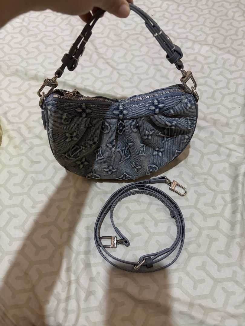 LV denim bag (Category: Luxury Bags & Wallets) located in Taguig. Submitted by dean_cute25 (Listing ID 1431617360, Image 2). Description: Korea preloved 2way with 2 strap can be kili and sling bag can fit iphone promax can fit 2cp small wallet etc.