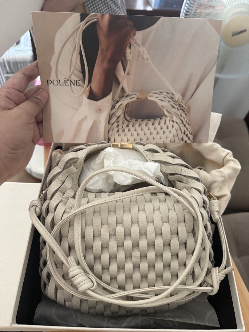 Polène Beri (Category: Luxury Bags & Wallets) located in Makati City. Submitted by EnyenAko (Listing ID 1431621025, Image 1). Description: BOUGHT THIS IN PARIS FRANCE WITH STORE RECEIPT ORIGINAL WITH COMPLETE SET BOX, DUST BAG, PAPER BAG - Polène beri handbag - Woven design - Light cream color - Detachable shoulder strap - Gold-tone clasp - Includes original box - Includes Polène card.