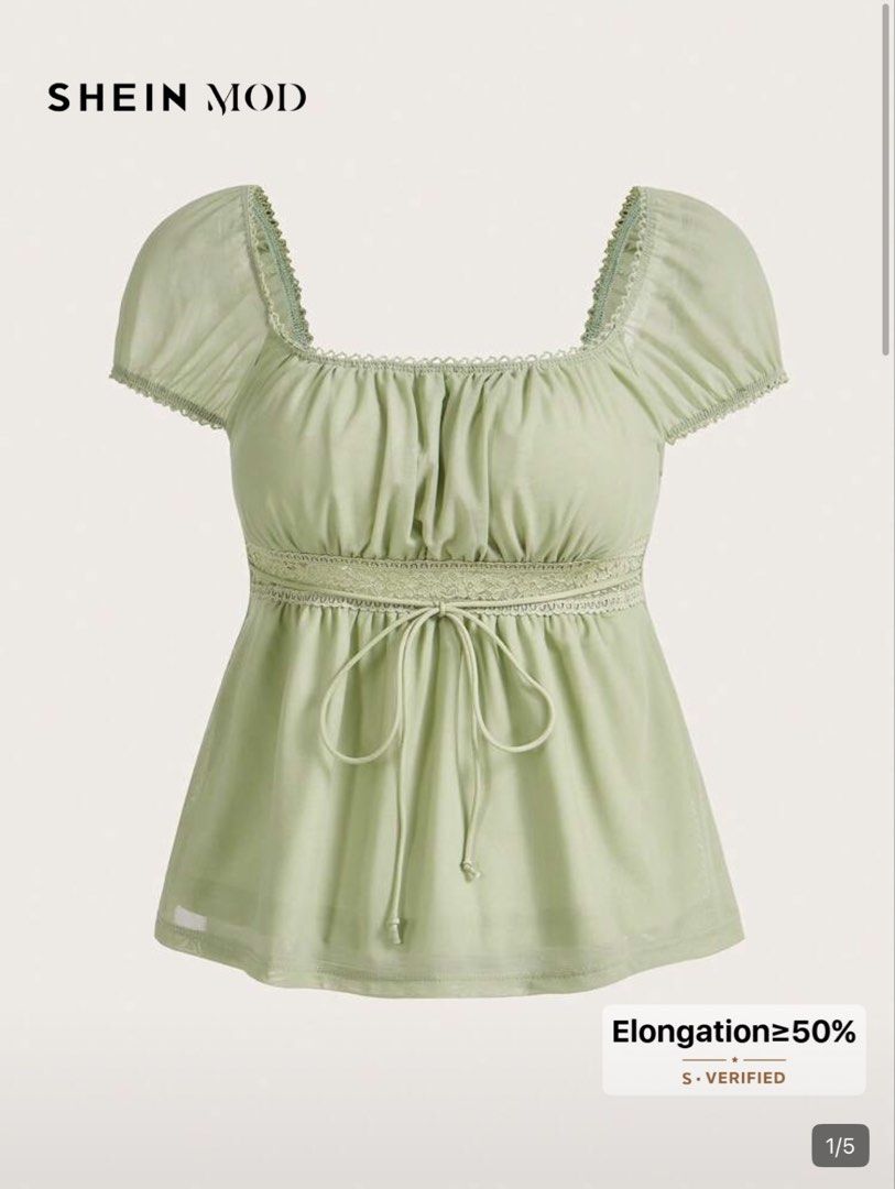 [PRELOVED] SHEIN MOD Light Green Square Neck Peplum Blouse (Category: Blouses) located in Paranaque City. Submitted by ameliestars (Listing ID 1431631934, Image 2). Description: Shein Mod Light Green Square Neck Blouse - fits xs-s - SRP: 369 - RFS: decluttering and need funds.