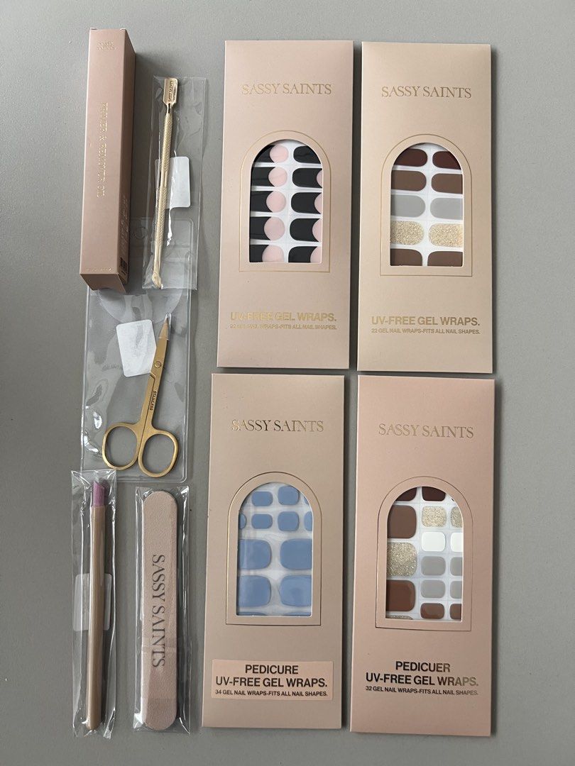 SASSY SAINTS SET (Category: Hands & Nails) located in Quezon City. Submitted by wasmynnowurs (Listing ID 1431723644, Image 1). Description: Sassy Saints set worth 4.9K Includes: 2 Manicure Sets (Midnight French & Bare Minimum) - UNOPENED AND UNUSED 2 Pedicure Sets (Cloud 9 & Bare Minimum) - UNOPENED AND UNUSED Perfect Nail Prep Bundle - UNOPENED & UNUSED Set of Primer Gel and Remover Oil - Primer Gel Used Once.