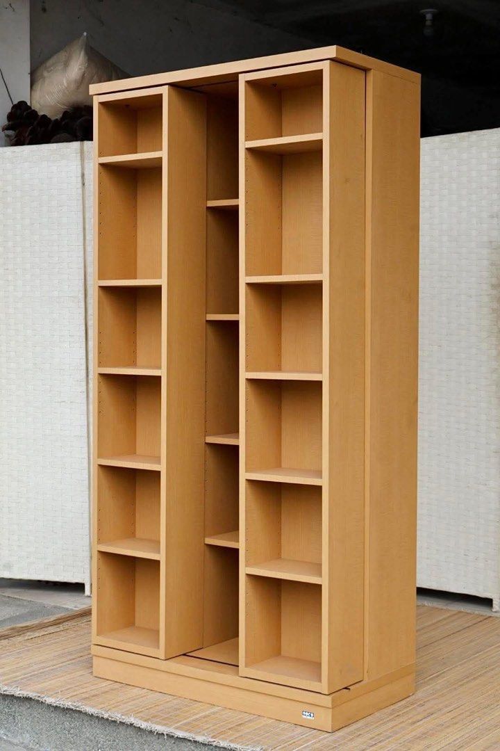 Sliding Bookshelves (Category: Shelves, Cabinets & Racks) located in Manila. Submitted by elliefurnies31 (Listing ID 1431616103, Image 2). Description: JAPAN SURPLUS FURNITURE "MOCO" SLIDING OPEN BOOK SHELF WITH MULTIPLE ADJUSTABLE SHELVES Size 34.5L x 17W x 71H in inches (AS-IS ITEM) *Minimal Scratch Only IN GOOD CONDITION.