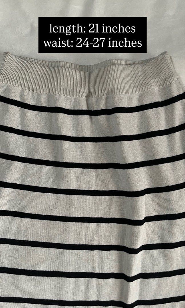 Striped Knit Skirt with Ruffles (Category: Skirts) located in Mandaluyong City. Submitted by mandmclosey_ (Listing ID 1431665267, Image 3). Description: - Classic striped knit skirt - Comfortable elastic waistband - Flattering silhouette - Length: 21 inches - Waist: 24-27 inches - Features a ruffle hem - Ideal for casual outfits Loc: Mandaluyong City Mode of payment: Gcash only!! Mode of delivery: lalamove/angkas padala/lbc/gogo xpress/etc. Buyer
