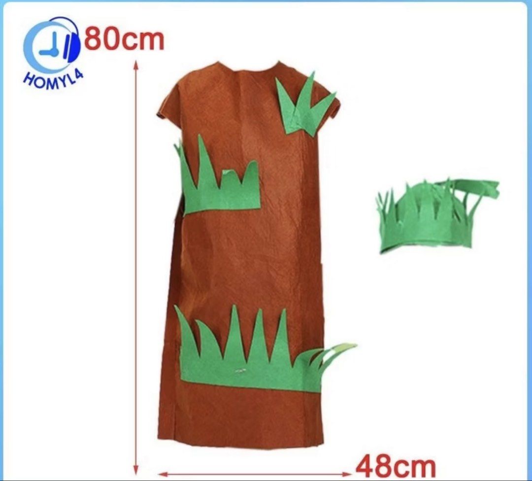 Tree Costume with Crown#3 (Category: Babies & Kids Fashion) located in Quezon City. Submitted by mslen08 (Listing ID 1431717069, Image 2). Description: - Tree costume - Includes a brown tunic with green grass accents and a matching crown. - Tunic dimensions: Approximately 80cm long and 48cm wide. - Ideal for school plays and themed parties. - Fun and easy to wear! RFS: too late delivery wasnt able to use during party.