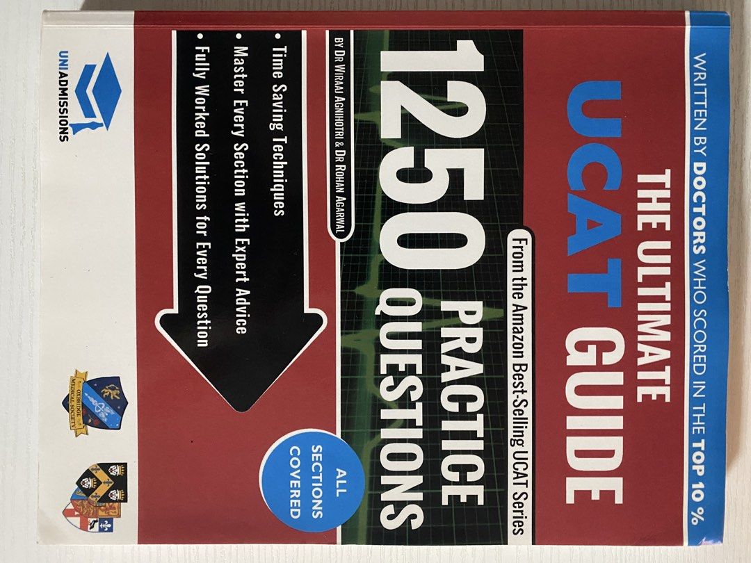 UniAdmissions 1250 UCAT 練習題 （分類：補充練習）位於 Hong Kong。 由 gsgs01 提交（商品編號 1431596843，圖片 1）。簡介： 這本《終極 UCAT 指南》包含 1250 道練習題，涵蓋所有 UCAT 考試部分。由醫生撰寫，提供時間管理技巧和專家建議，幫助您掌握每個部分。包含詳細的解釋和分數提升策略，專為 2020 年入學而更新。涵蓋 Verbal Reasoning, Quantitative Reasoning, Decision Making, Abstract Reasoning, Situational Judgement。。
