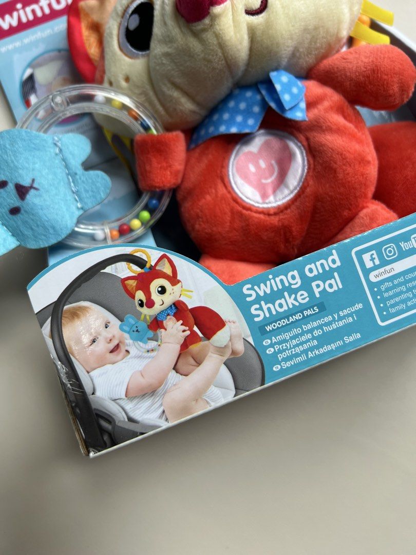 Winfun Swing and Shake Pal (Category: Infant Playtime) located in Rizal. Submitted by hazelco (Listing ID 1431667035, Image 3). Description: - Winfun Swing and Shake Pal for babies 3 months+. - Features a friendly fox design. - Includes a rattle for sensory play. - Plays fun phrases and melodies. - Easy to attach to strollers or car seats. - Part of the Winfun Woodland Pals collection. Pick up location 📍Twin Oaks Place, Shaw Blvd., Mandaluyong C