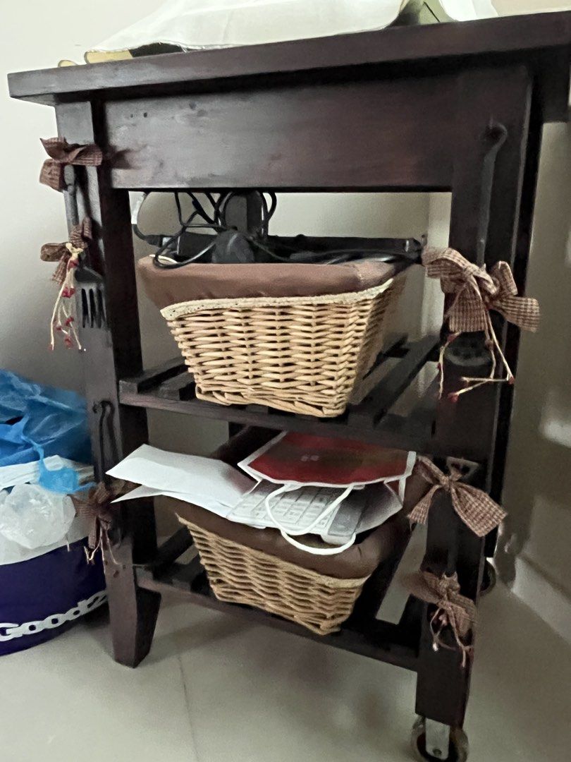 Wooden Serving Cart with Baskets480381487180032000