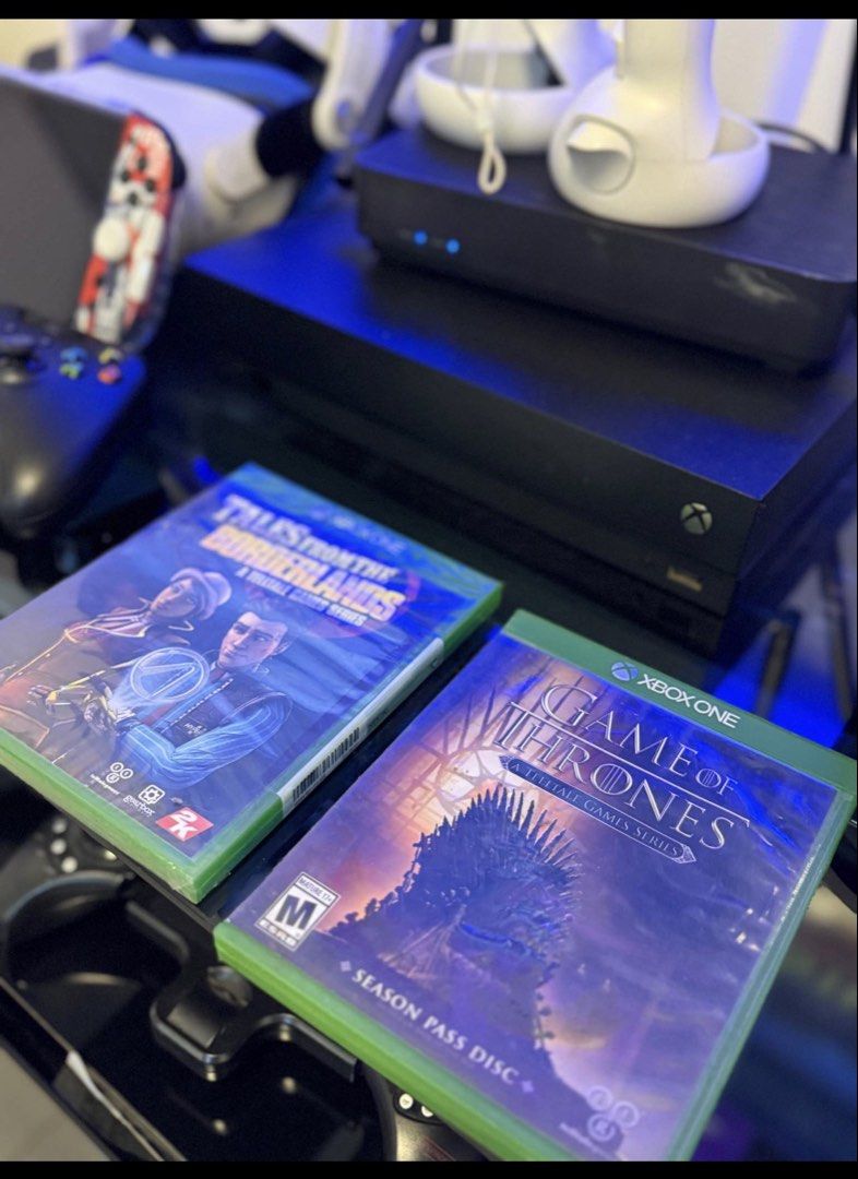 Xbox One X Console with Controller 2 Games (Category: Xbox) located in Subic. Submitted by robertmfernandez (Listing ID 1431601040, Image 1). Description: - Black Xbox One X console - Includes two games: - Tales from the Borderlands - Game of Thrones: Season Pass Disc - One controller included.