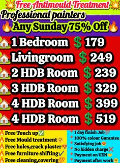 🏠Paint & colour your dream house!Cheapest painting service#plastering#HDB#BTO#Condo#rental#resale#executive house painting#3/4/5 room plaster#grouting#epoxy#vinyl#parquet polish#toilet ceiling#antimould treatment#odourless#vinilex#free touch up services Collection item 2