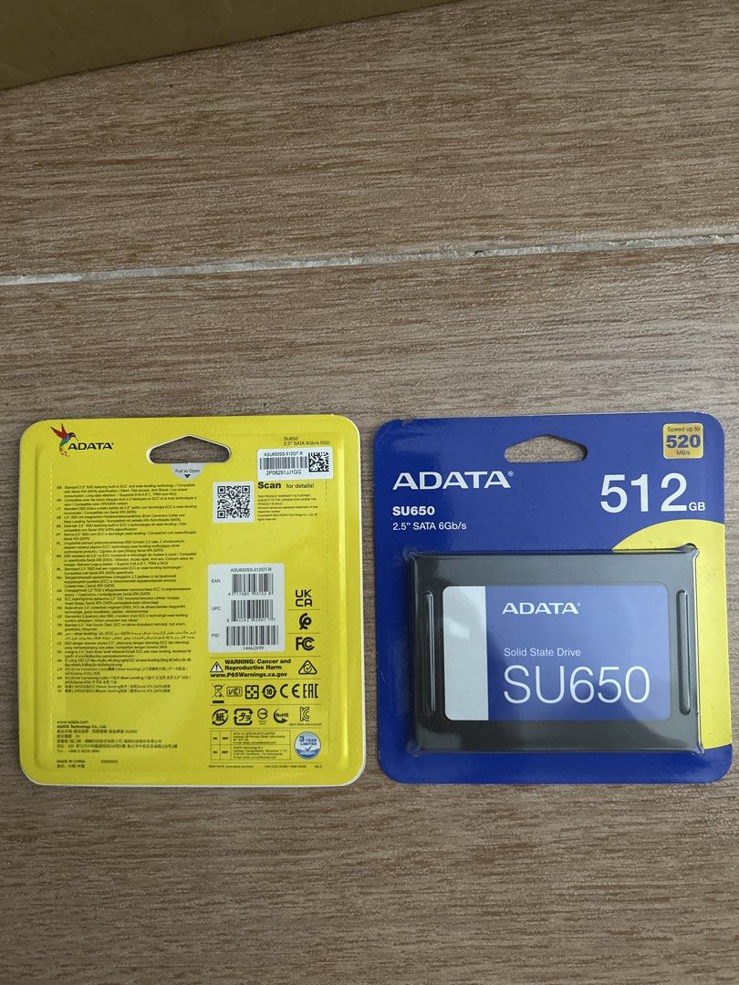 ADATA SU650 512GB SSD (Category: Hard Disks & Thumbdrives) located in Quezon City. Submitted by digiq (Listing ID 1431830541, Image 2). Description: - ADATA SU650 512GB SSD - 2.5" SATA 6Gb/s interface - Perfect for upgrading laptops and desktops - Enjoy faster boot times - Improve overall system performance Brandnew and sealed products. Guaranteed Original items. Location : Quezon City 🚚 SHIPPING & PICKUP: ✅ Same-Day: Lalamove / Grab / Move It ✅