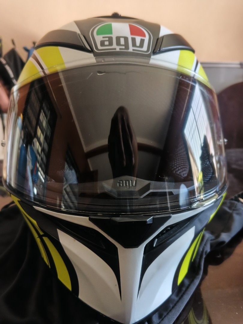 AGV Motorcycle Helmet (Category: Helmets and other Riding Gears) located in Tanza. Submitted by antares0048 (Listing ID 1431802041, Image 3). Description: AGV motorcycle helmet Minsan lang nagamit, like new pa. size small. no scratches, no dents and no paint crack. never nabagsak..
