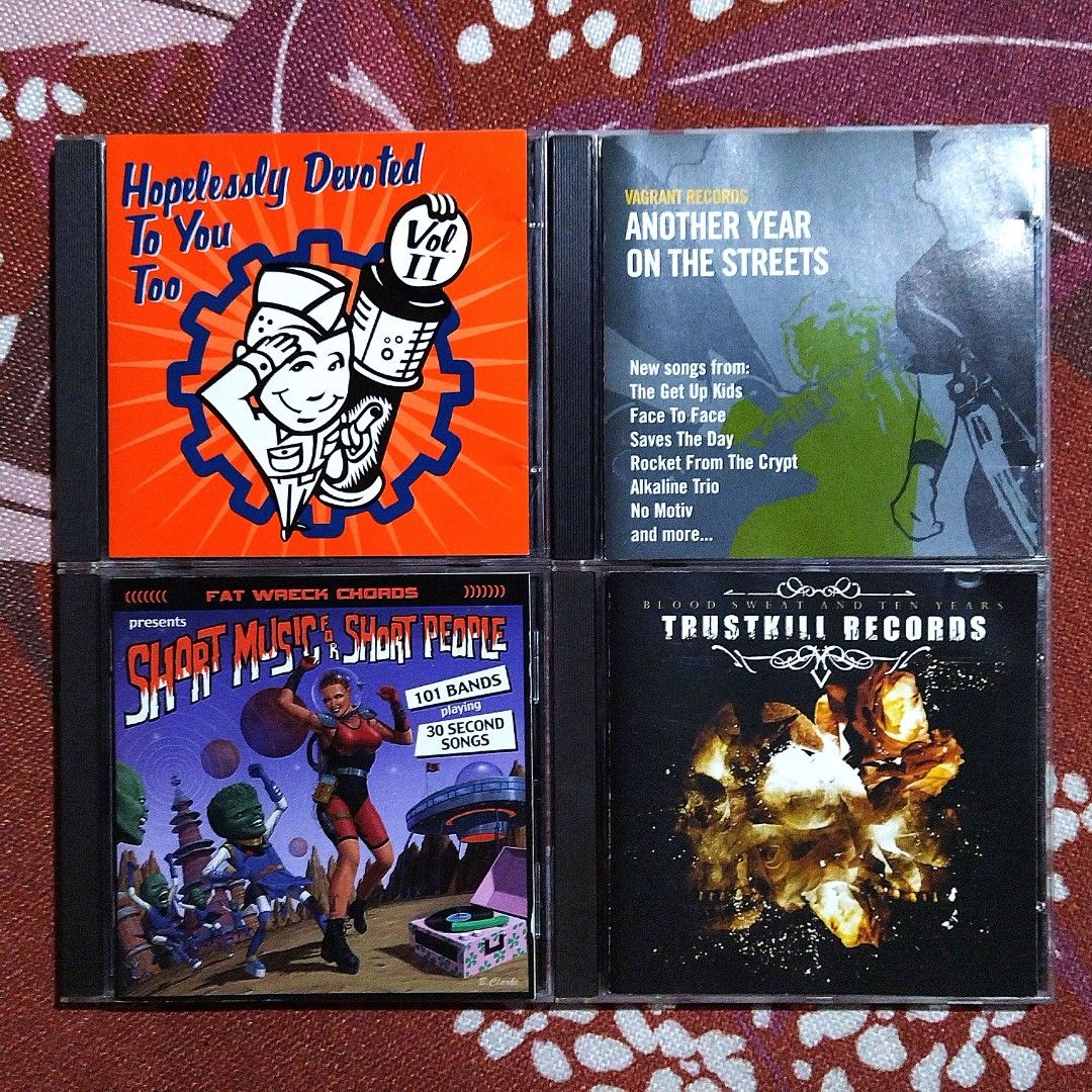 Assorted Complilation CDs Promo (Category: CDs & DVDs) located in Taguig. Submitted by znarfscriber (Listing ID 1431969142, Image 1). Description: Assorted Punk & Hardcore Complilation CD Albums Price starts @149 TAKE ALL FOR ONLY 699 Hopelessly Devoted To You Too (Hopeless Records) - EX/NM/US 249 Another Year On The Streets (Vagrant Records) - EX/VG/US 149 Short Music For Short People (Fat Wreck Chords) - EX/NM/US 299 Blood, Sweat and Ten Years 