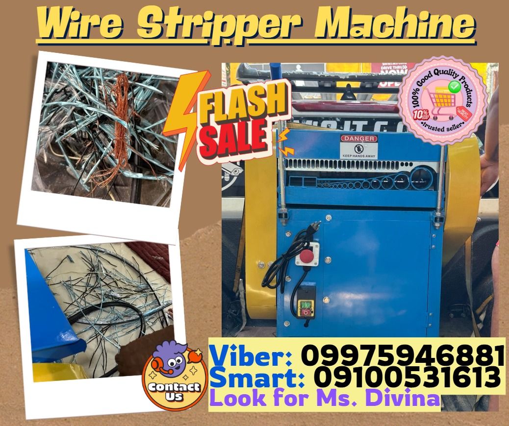Automatic Cable Wire Stripper Machine / Automatic Scrap Copper Wire Stripping Machine (Category: Construction Tools & Equipment) located in Caloocan City. Submitted by happyphoenix-43f2 (Listing ID 1431856171, Image 1). Description: 🌏 We Can Deliver Nationwide 👉 AP Cargo, LBC & Lalamove (🛳️Sea /✈️Air Freight) 📍 HURRRYYYY!!! BUY NOW!!! & GET LESS DISCOUNT 📍 WE'RE ON SALE ❗️ Price: 76,250 🔥 Cable Wire Stripper Machine Specification: Laser cut
