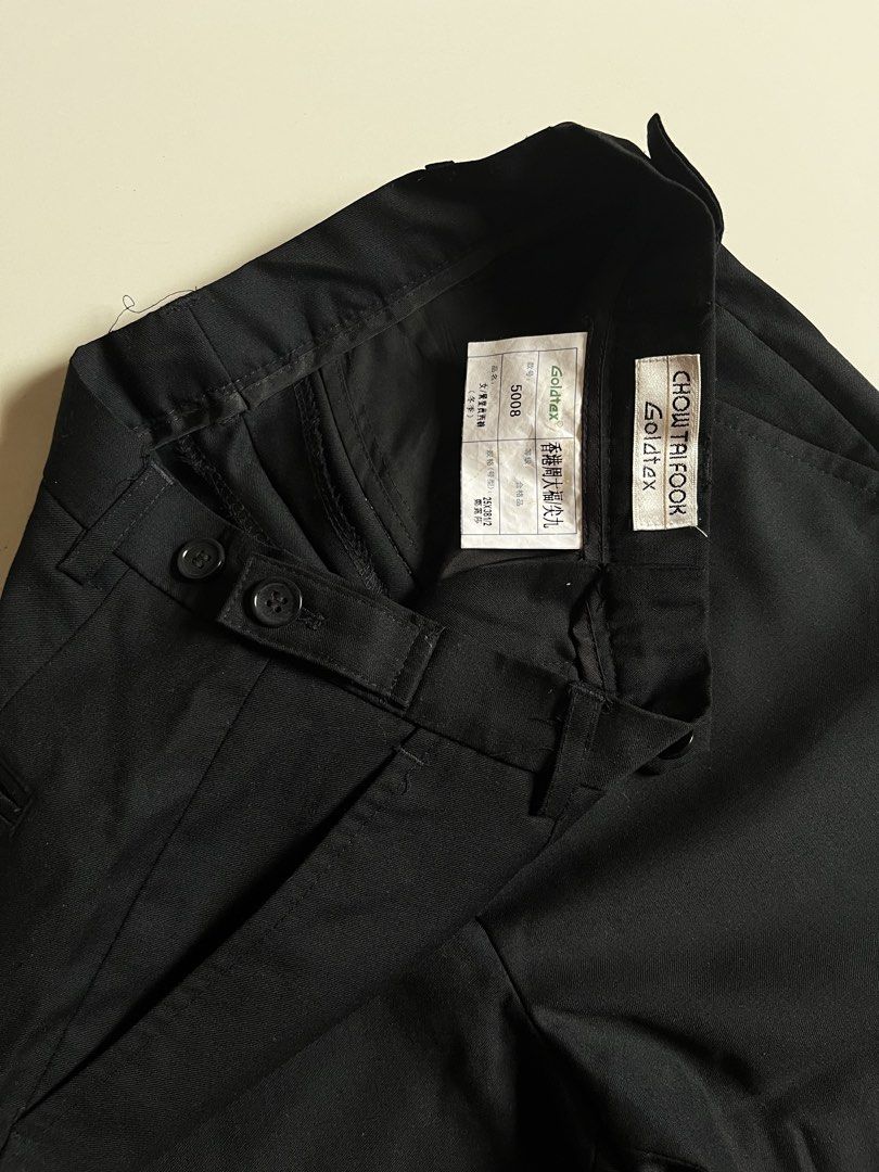Black Trousers (Category: Other Bottoms) located in Tacloban City. Submitted by priv_ (Listing ID 1431864901, Image 2). Description: - Black straight-leg trousers - Brand: CHOUTAIFOOK GOLDTEX - Button closure - Side pockets - Adjustable waist tabs - V nice quality - Used once - Waist: 22”-24” Mop: Gcash Location: Tacloban City.