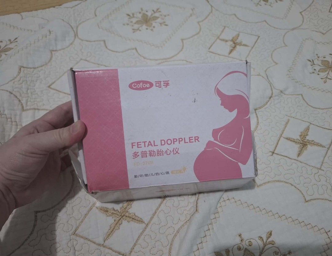 Cofoe Fetal Doppler (Category: Maternity Care) located in Mandaluyong City. Submitted by jedjed1026 (Listing ID 1431840342, Image 1). Description: - Brand new Cofoe Fetal Doppler. - Monitors fetal heart rate. - Features a digital display. - Includes a probe. - Comes in a pink and white box. - Unused..