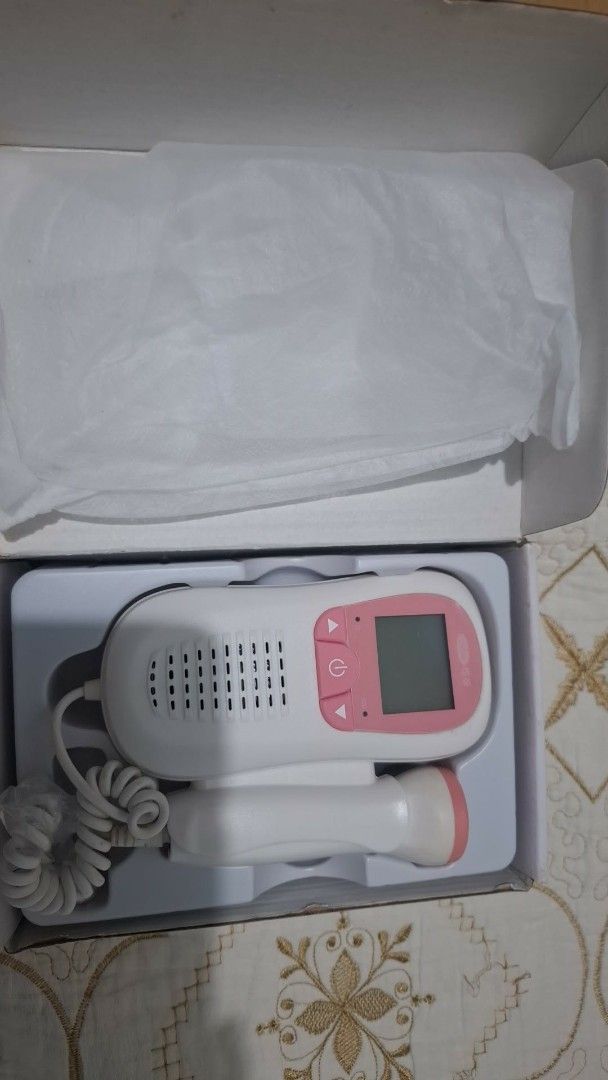 Cofoe Fetal Doppler (Category: Maternity Care) located in Mandaluyong City. Submitted by jedjed1026 (Listing ID 1431840342, Image 2). Description: - Brand new Cofoe Fetal Doppler. - Monitors fetal heart rate. - Features a digital display. - Includes a probe. - Comes in a pink and white box. - Unused..